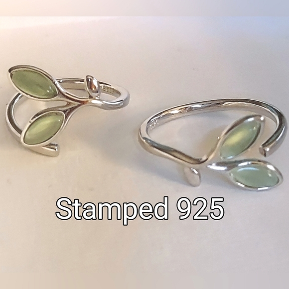 Frosted Green Opal Leaf Ring  2 Available - Picture 6 of 15